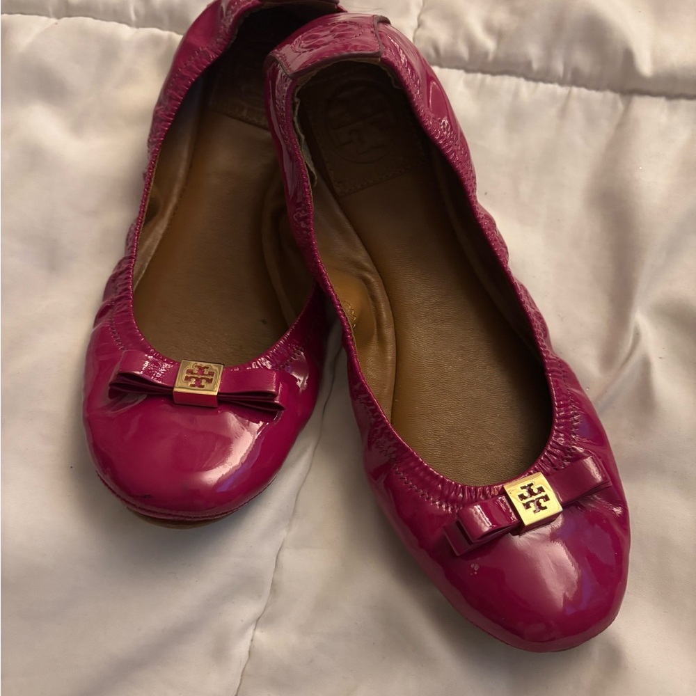 Tory Burch Fuchsia Patent Leather Flats